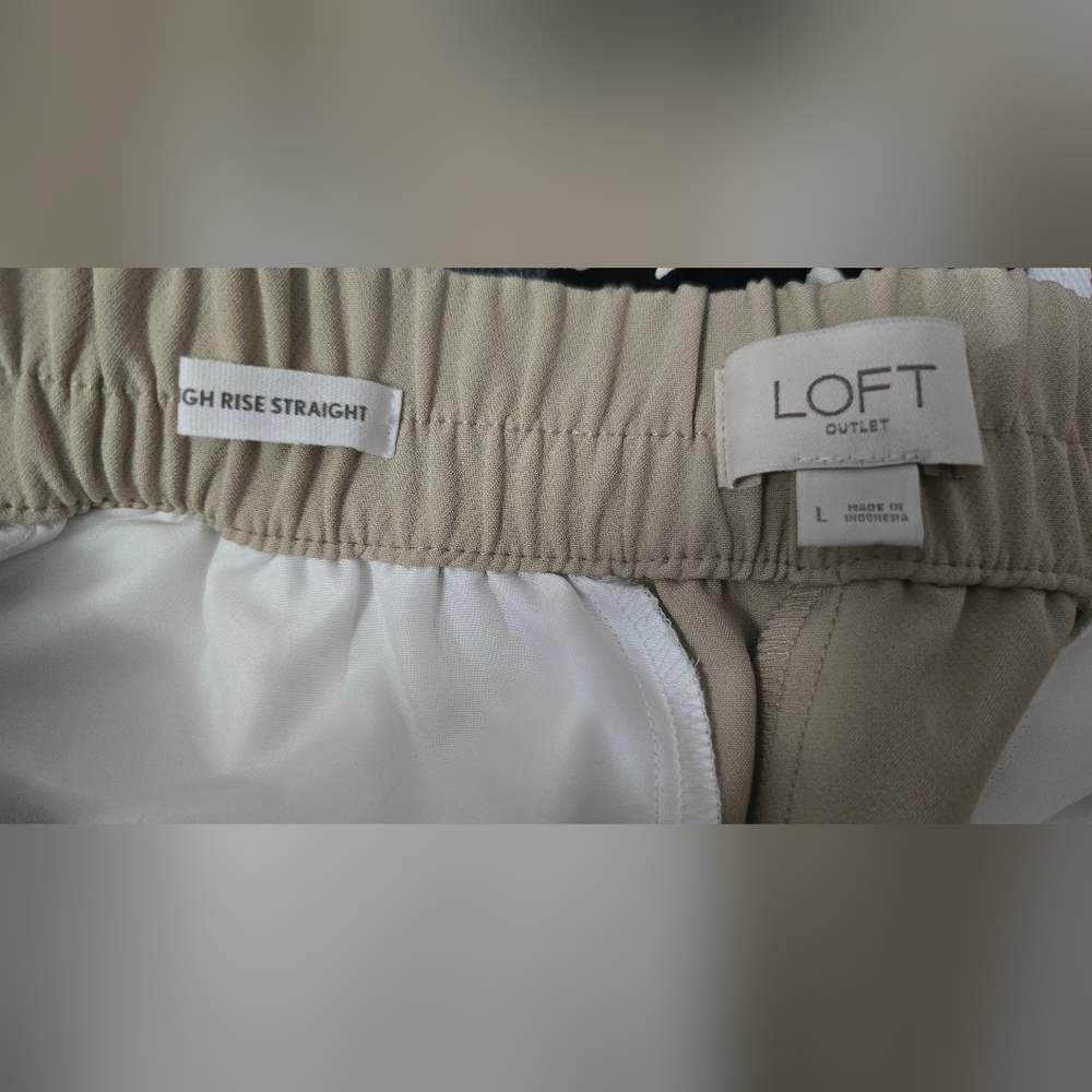 Loft Womens High Rise Straight Khacki Casual Pants Size Large - Picture 8 of 12